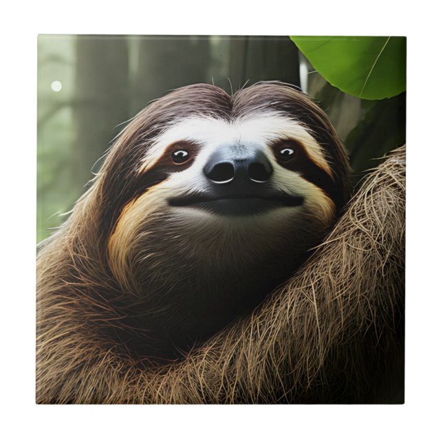 Perezoso Marrón Borroso, Baldosa Cerámica (Frente)