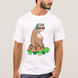 Perezoso montado en tortuga - Regalo de camiseta d