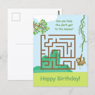 Perezoso y hojas, tarjetas postales de cumpleaños