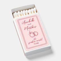 Perfect Match Pink Red Wedding Matchbox