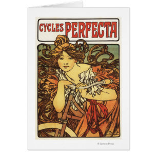 Perfecta bicicleta con poste publicitario de mujer