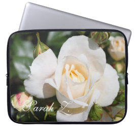 Perfecto funda portátil de flores de rosa blanca c