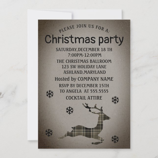 Perfecto, hermoso, Navidad invitación a renos (Anverso)