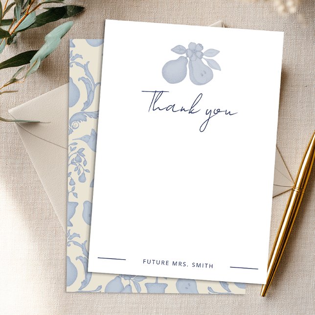 Perfecto Shower Nupcial de Peras | Nota de Agradec (Personalized Thank You Card)