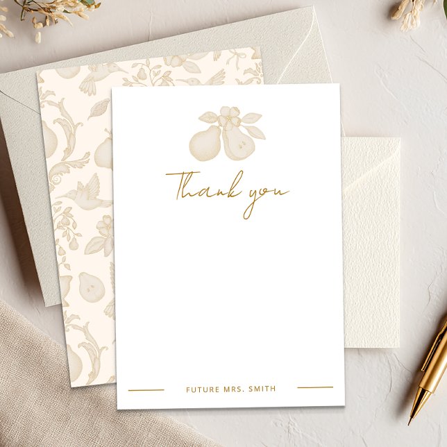 Perfecto Shower Nupcial de Peras | Nota de Agradec (Personalized Blank Thank You Card)