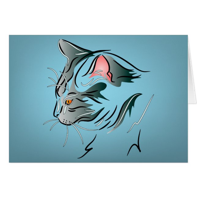 Perfil de gato gris (Anverso (Horizontal))