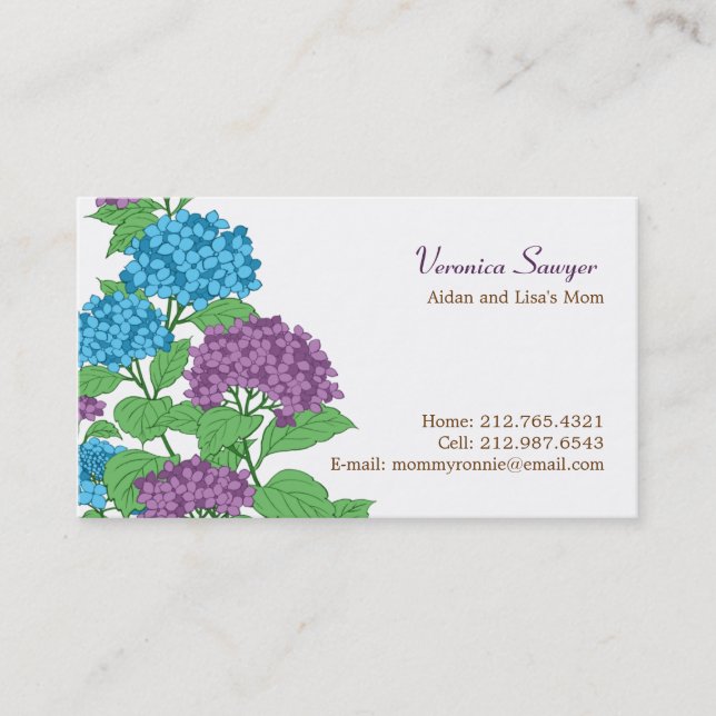 Perfil de Lilac & Blue Hydrangeas / Tarjeta madre (Anverso)