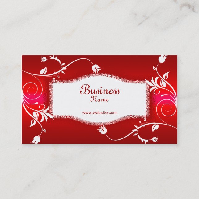 Perfil de tarjeta de visita Floral blanca roja (Anverso)