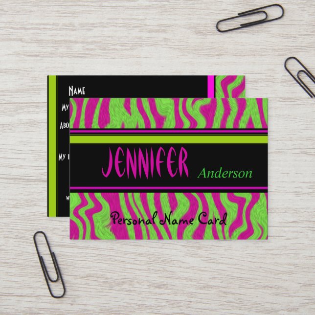 Perfil Tarjeta De Nombre Personal Lime Green Pink  (Anverso/Reverso In Situ)