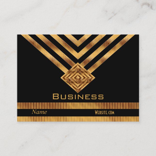 Perfil tarjeta de visita retro banda de oro negro (Anverso)