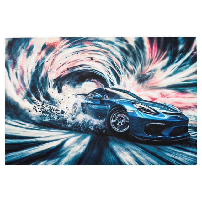 Perforación Sleek Blue Sports Car arte Metalizado  (Anverso)