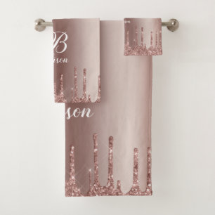 Perforaciones de Purpurina de oro en Rosa monogram