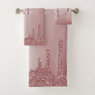 Perforaciones de Purpurina de oro rosa rosado de m