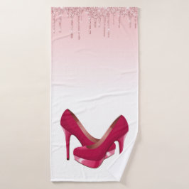 Perforaciones modernas de Purpurina rosado y tacon