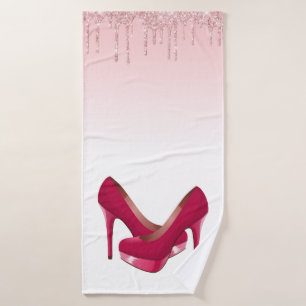 Perforaciones modernas de Purpurina rosado y tacon
