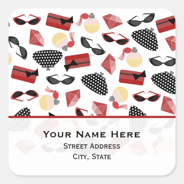 Perfume Purses Rubies y gafas de sol Pegatina de d (Anverso)