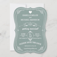 Pergamino Antiguo en Verde Invitación de Boda para