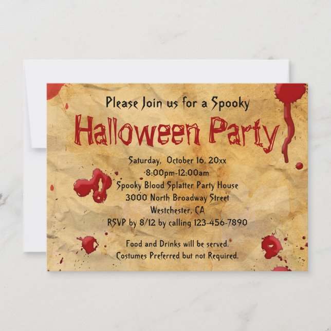 Pergamino, Invitaciones a Halloween con manchas de (Anverso)