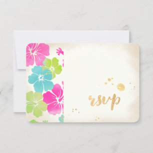 Pergamino PixDezines rsvp hibiscus/luau/faux
