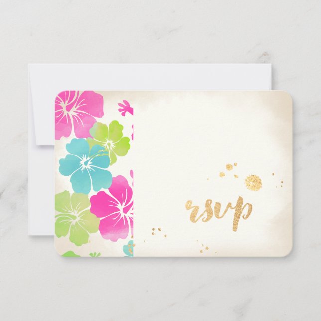 Pergamino PixDezines rsvp hibiscus/luau/faux (Anverso)