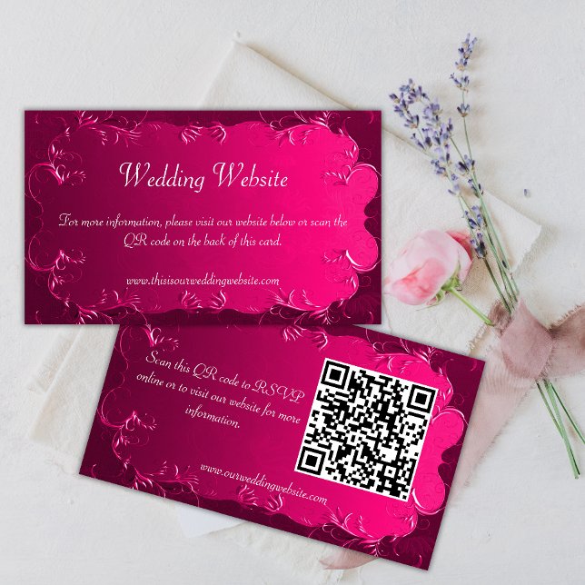 Pergamino rosa Desplazamiento Tarjeta Boda QR de é (Subido por el creador)