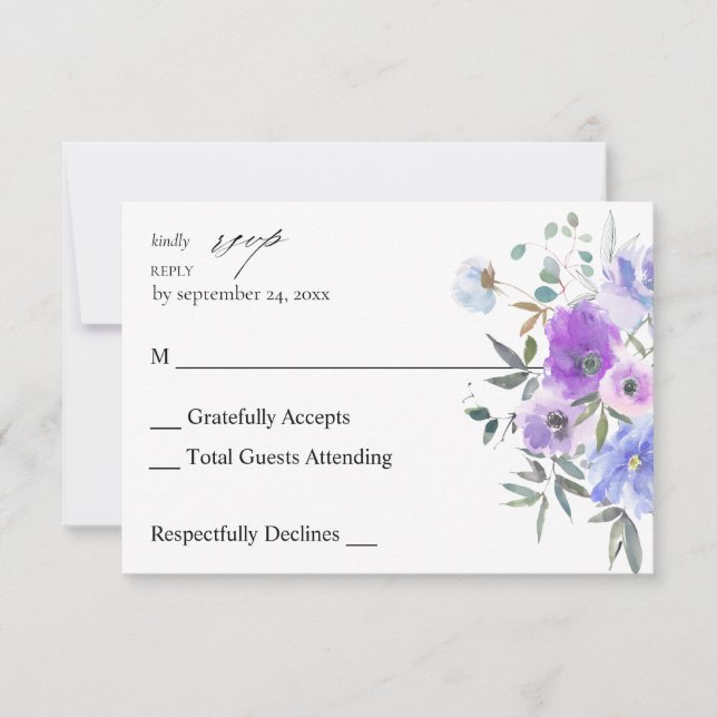 Peri & Purple Floral no Meal RSVP (Anverso)