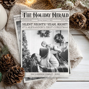 Periódico Antiguo 5 Foto Bebé Adorable 1er Navidad