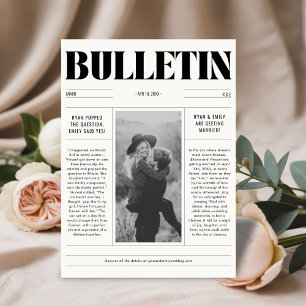 Periódico Boda moderno salva la tarjeta fotográfic