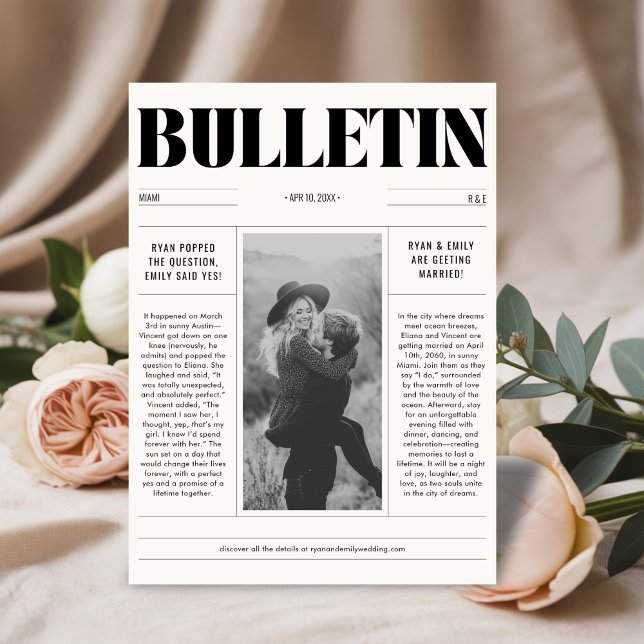 Periódico Boda moderno salva la tarjeta fotográfic (Subido por el creador)