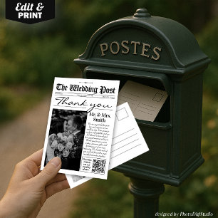 Periódico Boda, tarjeta de agradecimiento a Boda m