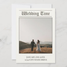Periódico boda - Tarjeta recordatorio de invitació