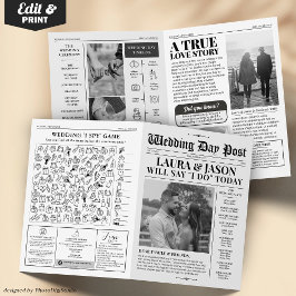 Periódico Boda único del programa de bodas de 4 pá