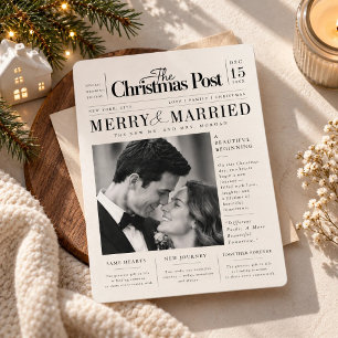 Periódico Feliz y Casado Primer Navidad Juntos