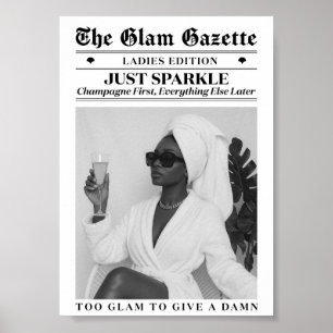 Periódico Glam Mujer Negra Baño Decoración Moda