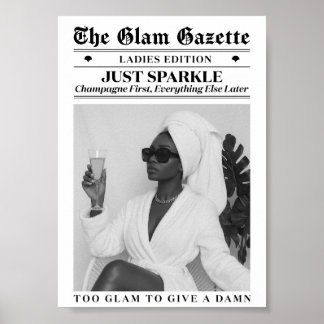 Periódico Glam Mujer Negra Baño Decoración Moda