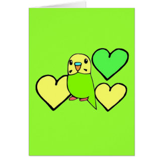 Periquito verde con corazones