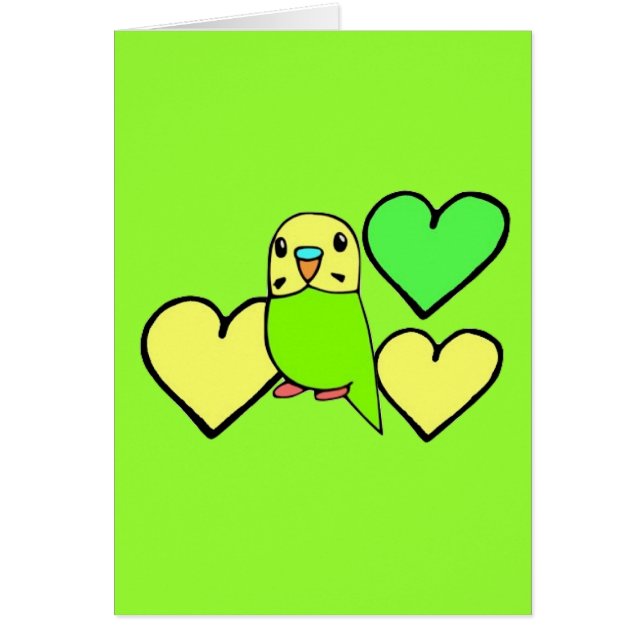 Periquito verde con corazones (Frente)
