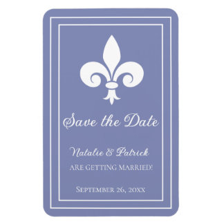 Periwinkle Fleur de Lis Guardar el imán de fecha