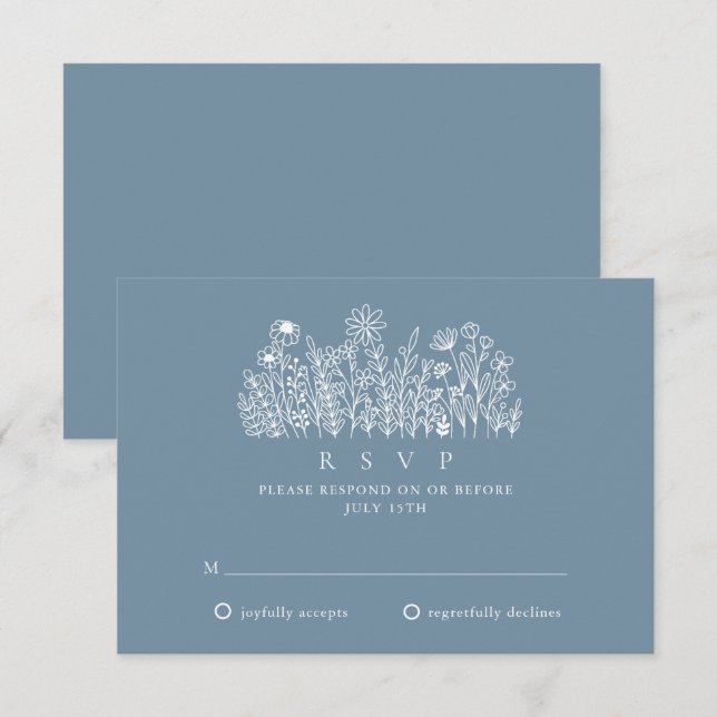 Periwinkle Wildflower Garden Wedding RSVP (Anverso / Reverso)