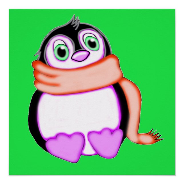 Perky Penguin Green Poster (Anverso)
