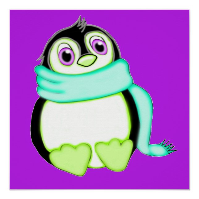 Perky Penguin Purple Poster (Anverso)