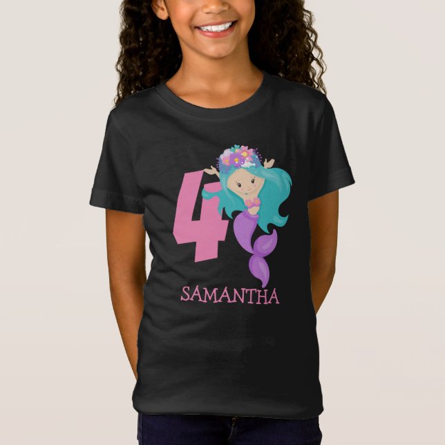 Perla - Camiseta de cumpleaños de la sirena en el  (Anverso)
