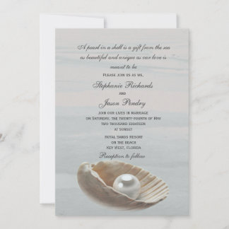 Perla en una invitación de casamiento