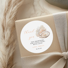 Perla minimalista Baby Shower Gracias Pegatina