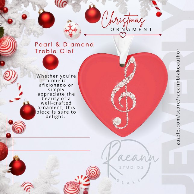 Perla y Diamond Treble Clef Ornamento de Navidad (Subido por el creador)