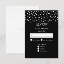 Perlas Chic en tarjeta de respuesta de boda en bla