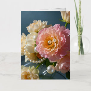 Perlas con flores rosas