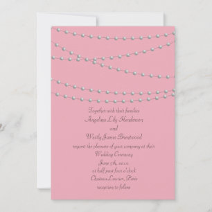 Perlas de Dainty en la invitación a la boda rosa