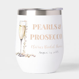 Perlas de oro elegantes y ducha de novia Prosecco