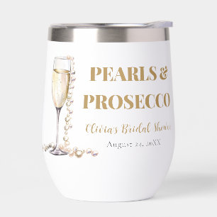 Perlas de oro elegantes y ducha de novia Prosecco